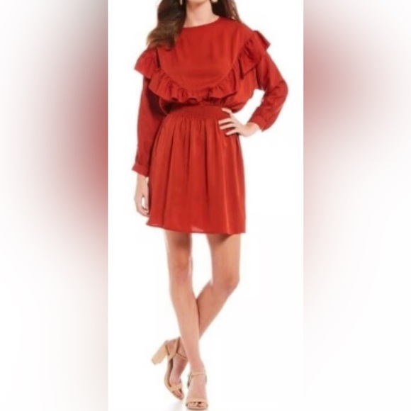 Gianni Bini Dresses & Skirts - Gianni Bini Rust Blousson Ruffle Dress